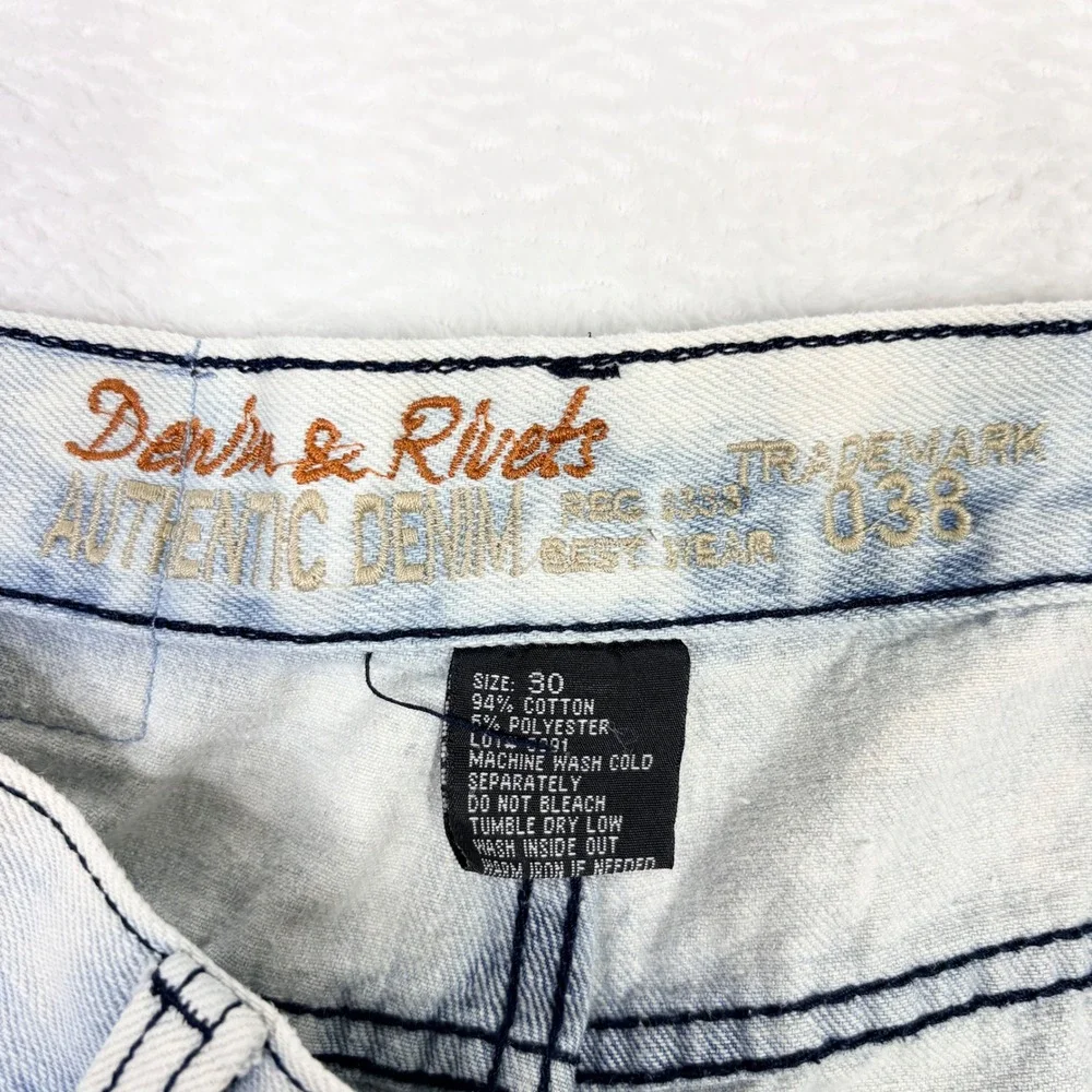 Denim and Rivets Distressed Acid Wash Bootcut Jeans‎ Size 30 Measures 32x29